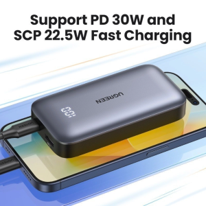 UGREEN NEXODE 10000MAH ULTRA-COMPACT TWO-WAY FAST CHARGING 30W POWER BANK (SPACE GRAY)