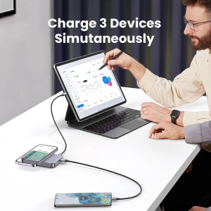 UGREEN 10000MAH MAGNETIC WIRELESS 20W POWER BANK WITH HOLDER (SPACE GRAY)