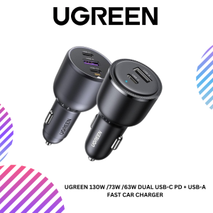 UGREEN 130W /73W /63W DUAL USB-C PD + USB-A FAST CAR CHARGER