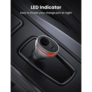 UGREEN 84W MAX DUAL USB-A QC + PD WITH EXTENSION SOCKET CAR CHARGER
