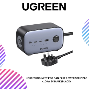 UGREEN DIGINEST PRO GAN FAST POWER STRIP 2AC +100W 3C1A UK (BLACK)
