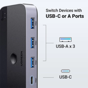 UGREEN 2 IN 4 OUT (3X USB-A, 1X USB-C) USB 3.0 SHARING SWITCH BOX