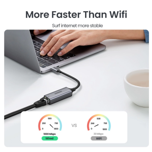 UGREEN USB-C 3.1 GEN 1 TO GIGABIT ETHERNET ALUMINUM CASE (SPACE GRAY)