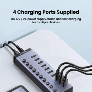 UGREEN USB-A 3.0 TO 7*USB-A 3.0 HUB (4 PORTS CHARING) WITH DC 12V2A POWER SUPPLY ALUMINUM CASE