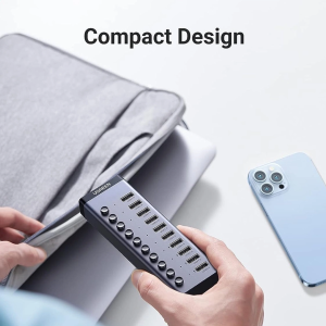 UGREEN USB-A 3.0 TO 7*USB-A 3.0 HUB (4 PORTS CHARING) WITH DC 12V2A POWER SUPPLY ALUMINUM CASE