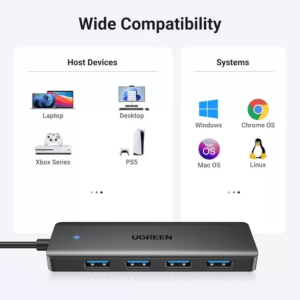 UGREEN USB-A 3.0 HUB TO 4 PORTS USB-A 3.0 ABS CASE -60cm(BLACK)