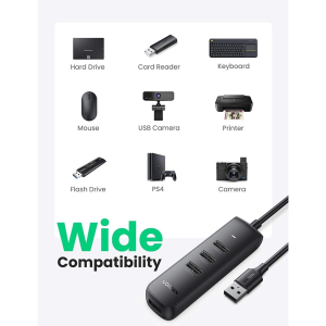 UGREEN USB-A 3.0 4 PORTS HUB WITH USB-C POWER PORT (BLACK)