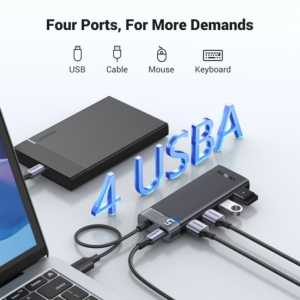 ang copy - 2025-03-26T111612.244 UGREEN USB-A 3.2 HUB TO 4*USB-A 3.2 WITH USB-C POWER SUPPLY (GREY)