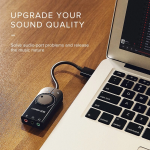 UGREEN USB-A TO 3.5MM EAR&MIC VOLUME CONTROL ADAPTER 15CM (BLACK)