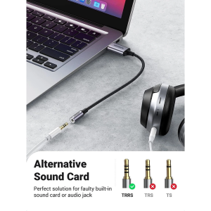 UGREEN USB-A 2.0 TO 3.5MM EXTERNAL STEREO SOUND ADAPTER 22CM CABLE