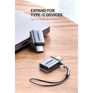 UGREEN USB-C 3.1 TO USB-A 3.0 FEMALE OTG ADAPTER CABLE WITH LANYARD (SPACE GRAY)