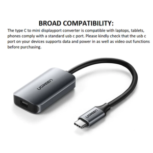 UGREEN USB-C TO MINI DP FEMALE ADAPTER 10CM (BLACK)