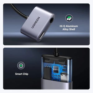 UGREEN USB-C TO 3.5MM AUDIO ADAPTER WITH DAC CHIP & POWER SUPPLY