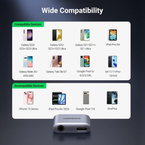 UGREEN USB-C TO 3.5MM AUDIO ADAPTER WITH DAC CHIP & POWER SUPPLY
