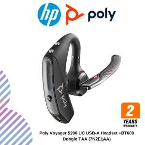 Poly Voyager 5200 UC USB-A Headset +BT600 Dongle TAA (7K2E1AA)