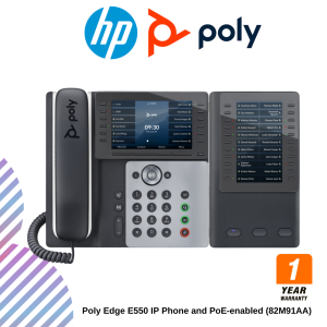 Poly Edge E550 IP Phone and PoE-enabled (82M91AA)