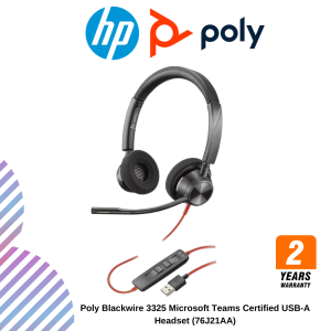 Poly Blackwire 3325 Microsoft Teams Certified USB-A / USB-C Headset (76J21AA)(76J23AA)