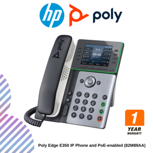 inc (23) Poly Edge E350 IP Phone and PoE-enabled (82M89AA)