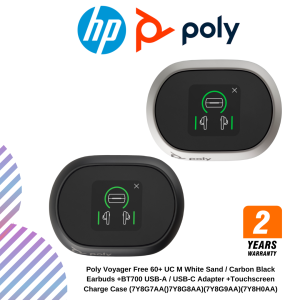 Poly Voyager Free 60+ UC M White Sand / Carbon Black Earbuds +BT700 USB-A / USB-C Adapter +Touchscreen Charge Case (7Y8G7AA()7Y8G8AA)(7Y8G9AA)(7Y8H0AA)