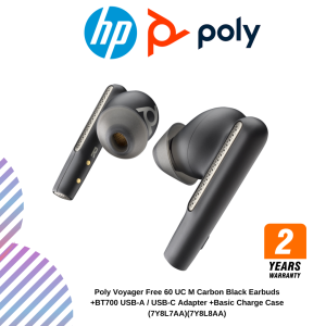Poly Voyager Free 60 UC M Carbon Black Earbuds +BT700 USB-A / USB-C Adapter +Basic Charge Case (7Y8L7AA)(7Y8L8AA)