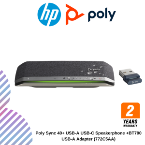 Poly Sync 40+ USB-A USB-C Speakerphone +BT700 USB-A Adapter (772C5AA)