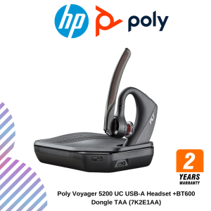 Poly Voyager 5200 UC USB-A Headset +BT600 Dongle TAA (7K2E1AA)