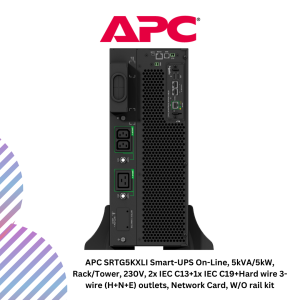 APC SRTG5KXLI Smart-UPS On-Line, 5kVA/5kW, Rack/Tower, 230V, 2x IEC C13+1x IEC C19+Hard wire 3-wire (H+N+E) outlets, Network Card, W/O rail kit
